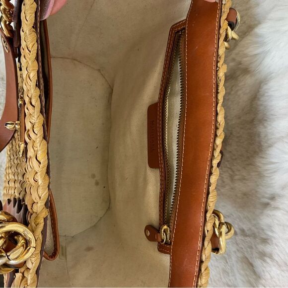 Michael Kors Vintage Women’s Santorini Straw Raffia Leather Tote Shoulder Bag - Picture 7 of 16